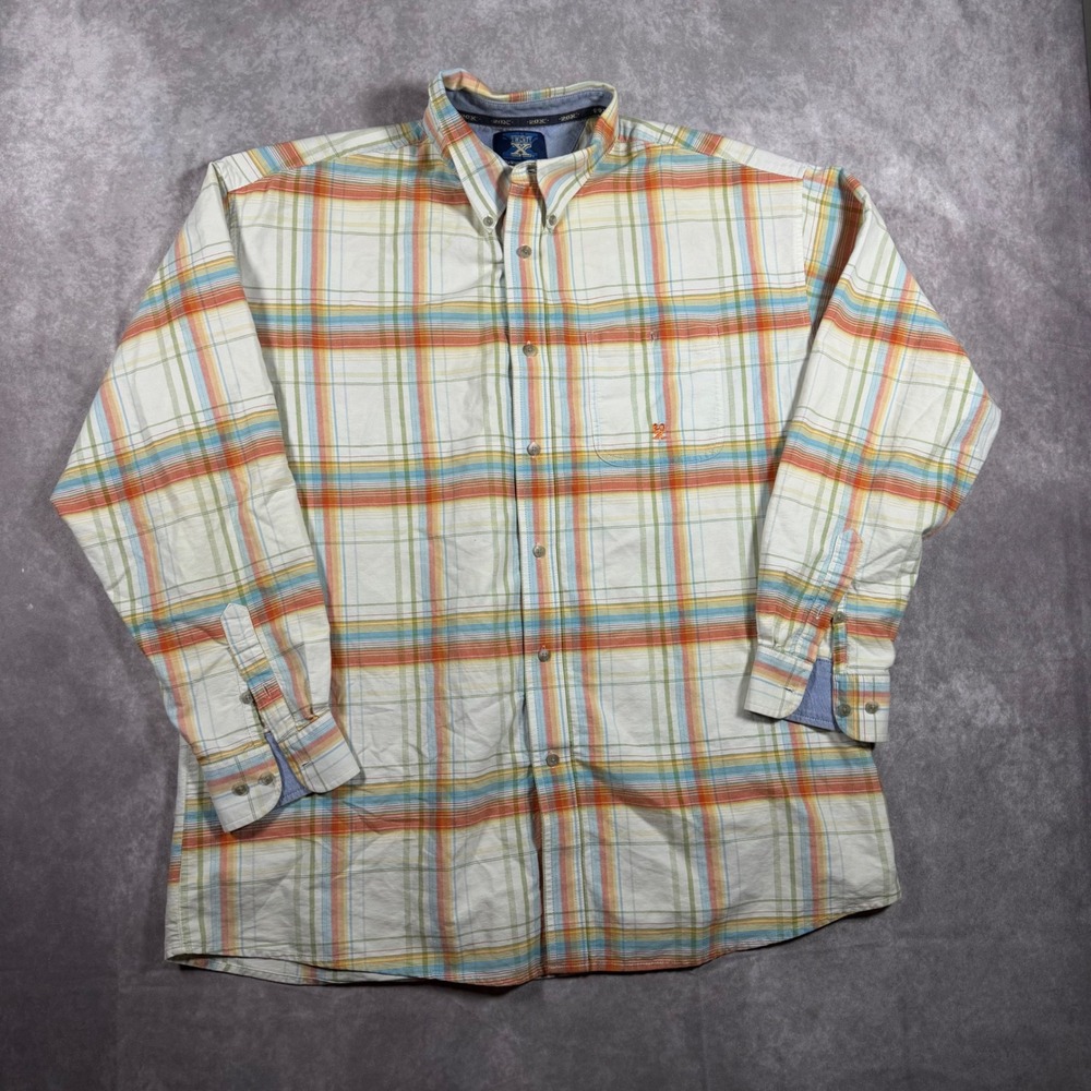 Wrangler 20X Mens XXL Plaid Button Down Shirt Long Sleeve Cotton Western Cowboy